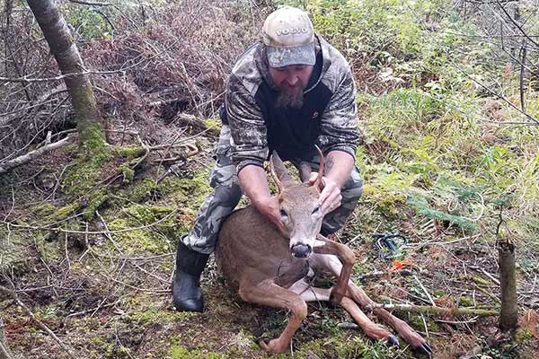 Deer with hunter